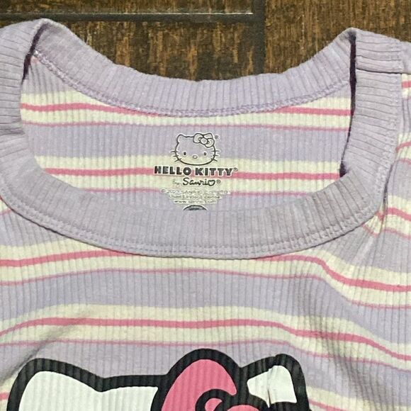 Hello Kitty Striped Kids Tank Top - Pink and White Size XL (15-17) - Picture 3 of 9